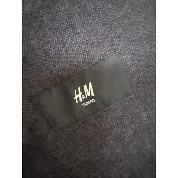 H&M Slim Fit Blazer Charcoal Gray 100% Cotton Men's Size 38R NWT - Picture 5 of 8